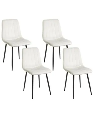 Set of 4 Dining Chairs KALISPELL Velvet Off-White