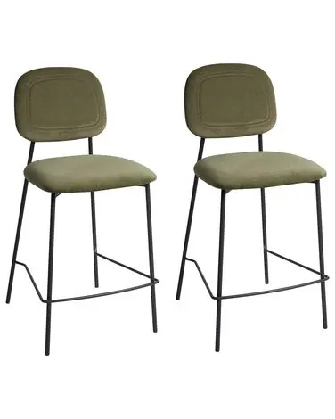 Conjunto de 2 sillas de bar DUETTE Terciopelo Verde oliva - Comedor