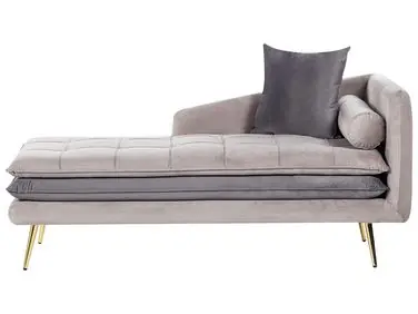 Chaise longue derecho GONESSE Terciopelo Gris pardo - Sala de estar