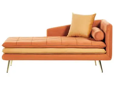 Chaise longue derecho GONESSE Terciopelo Naranja - Sala de estar
