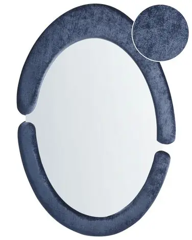Wall Mirror MASSAY 53 cm 90 cm Velvet Dark Blue - Home Accessories