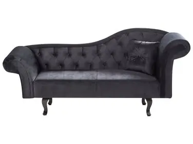 Chaise longue derecho LATTES II Terciopelo Negro con cojín - Sala de estar