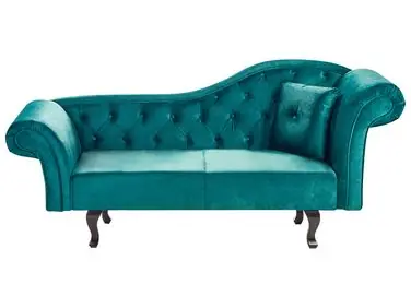 Chaise longue derecho LATTES II Terciopelo Verde esmeralda con cojín - Sala de estar