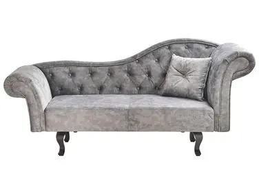 Chaise longue derecho LATTES II Terciopelo Gris con cojín - Sala de estar
