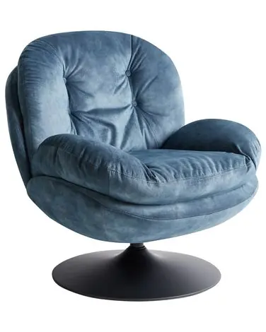 Swivel Armchair NOLVIK Velvet Dark Blue - Living Room