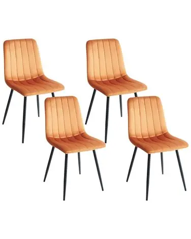 Set of 4 Dining Chairs KALISPELL Velvet Orange - Dining Room