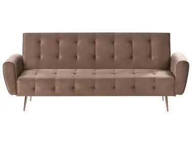 Sofa Bed 3 Seater SELNES Velvet Brown - Living Room