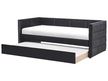 Trundle Bed Velvet CHAVONNE 90 x 200 cm (EU Single) Black - Bedroom