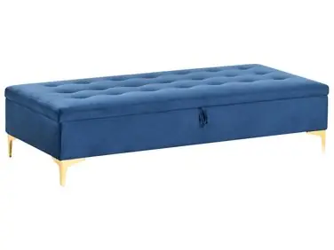Storage Ottoman ABERDEEN Velvet Navy Blue - Living Room