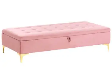 Storage Ottoman ABERDEEN Velvet Pink - Living Room