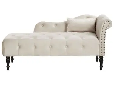 Chaise longue derecho IVRY Terciopelo Beige claro - Sala de estar