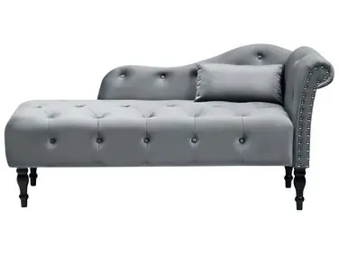 Chaise longue derecho IVRY Terciopelo Gris - Sala de estar