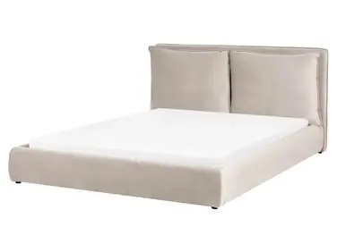 Cama Terciopelo BAJONNA 160 x 200 cm Gris pardo - Dormitorio