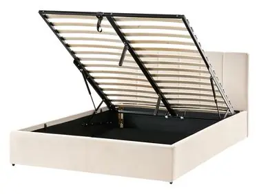 Cama con almacenaje DREUX Terciopelo Beige claro 140 x 200 cm - Dormitorio