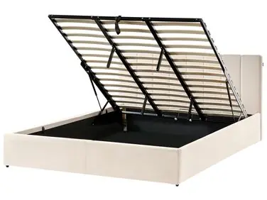 Cama con almacenaje DREUX Terciopelo Beige claro 180 x 200 cm - Dormitorio