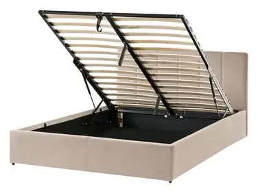 Cama con almacenaje DREUX Terciopelo Gris pardo 140 x 200 cm - Dormitorio