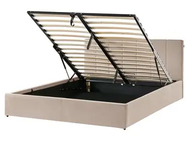 Cama con almacenaje DREUX Terciopelo Gris pardo 160 x 200 cm - Dormitorio