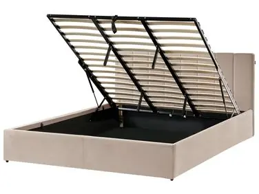 Cama con almacenaje DREUX Terciopelo Gris pardo 180 x 200 cm - Dormitorio