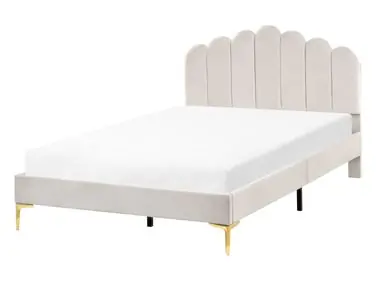 Cama Terciopelo SAUVIAN 120 x 200 cm Blanco crema - Dormitorio