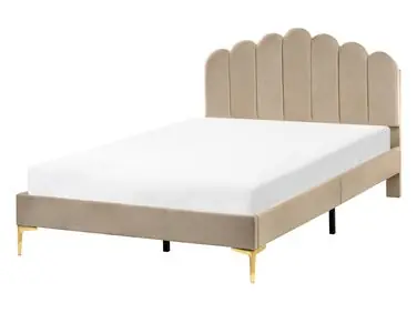 Cama Terciopelo SAUVIAN 120 x 200 cm Gris pardo - Dormitorio