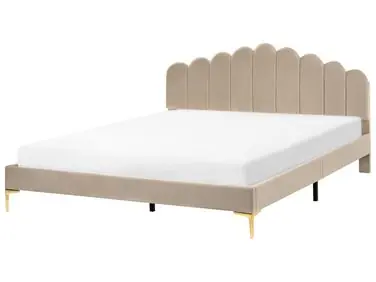 Cama Terciopelo SAUVIAN 180 x 200 cm Gris pardo - Dormitorio