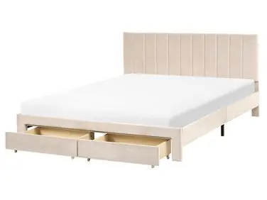 Cama con cajones LONZAC Terciopelo Beige 160 x 200 cm - Dormitorio