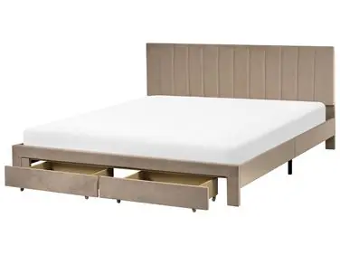 Cama con cajones LONZAC Terciopelo Gris pardo 180 x 200 cm - Dormitorio