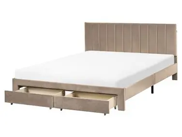 Cama con cajones LONZAC Terciopelo Gris pardo 160 x 200 cm - Dormitorio