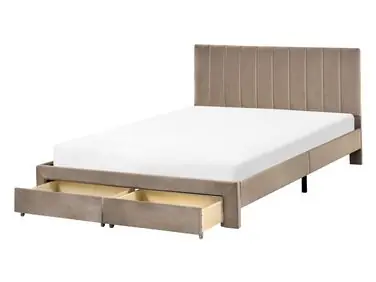 Cama con cajones LONZAC Terciopelo Gris pardo 140 x 200 cm - Dormitorio