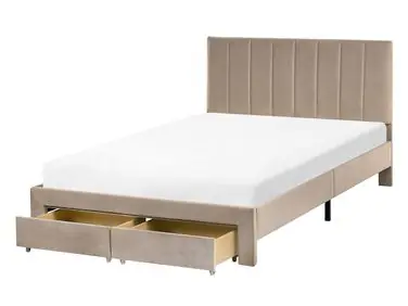 Cama con cajones LONZAC Terciopelo Gris pardo 120 x 200 cm - Dormitorio