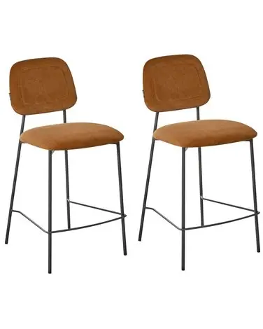 Conjunto de 2 sillas de bar DUETTE Terciopelo Marrón dorado - Comedor