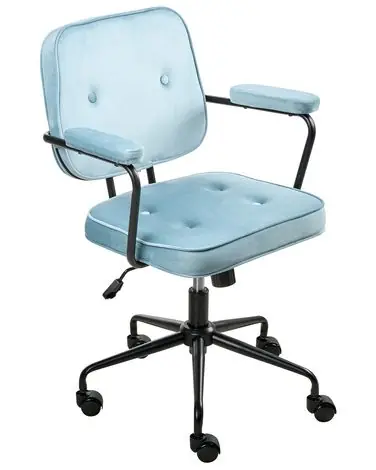 Silla de escritorio PAWNEE Terciopelo Azul claro - Oficina
