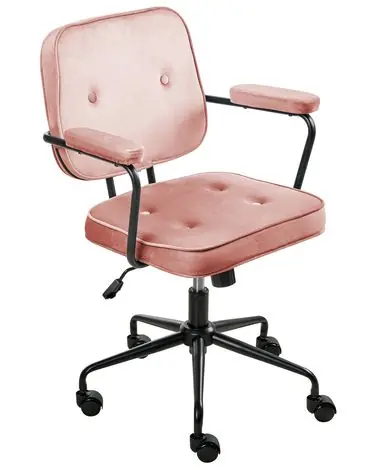 Silla de escritorio PAWNEE Terciopelo Rosa - Oficina