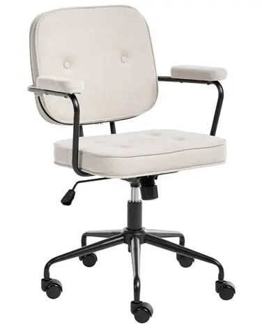 Silla de escritorio PAWNEE Terciopelo Beige claro - Oficina