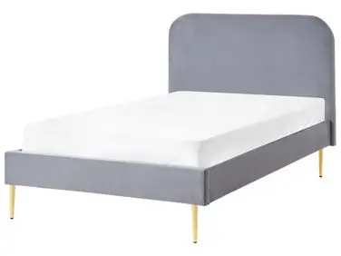 Cama Terciopelo FLAYAT 120 x 200 cm Gris - Dormitorio