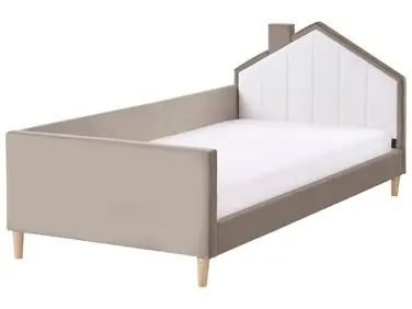 Cama infantil Casa Terciopelo KERVAN 90 x 200 cm Gris pardo - Dormitorio