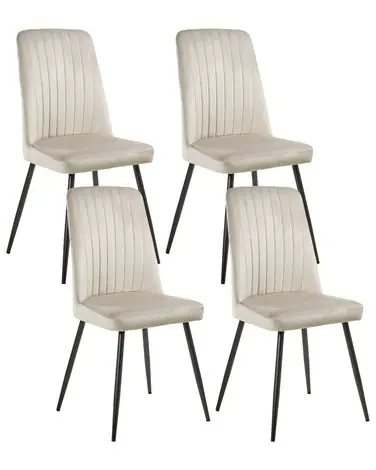 Conjunto de 4 sillas de comedor KIRBY Terciopelo Beige