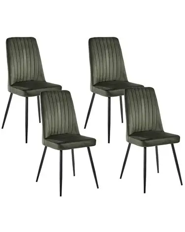 Conjunto de 4 sillas de comedor KIRBY Terciopelo Verde oscuro