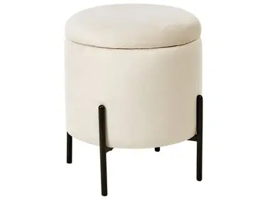 Puf con almacenaje WENONA Terciopelo Beige claro - Sala de estar