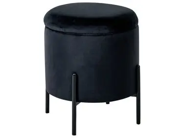 Storage Pouffe WENONA Velvet Black - Living Room