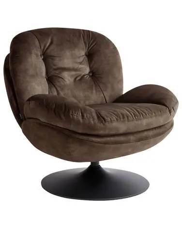 Sillón giratorio NOLVIK Terciopelo Marrón oscuro - Sala de estar
