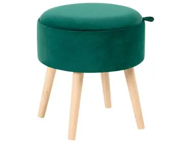 Taburete con almacenaje NEELY Terciopelo Verde esmeralda - Sala de estar
