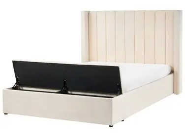 Waterbed with Storage Bench NOYERS Velvet Off-White 140 x 200 cm (EU Double)