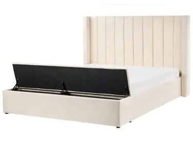 Waterbed with Storage Bench NOYERS Velvet Off-White 160 x 200 cm (EU King Size)