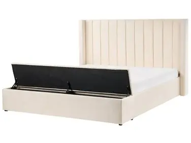 Waterbed with Storage Bench NOYERS Velvet Off-White 180 x 200 cm (EU Super King)