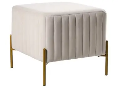 Taburete UTAH Terciopelo Blanco crema - Sala de estar