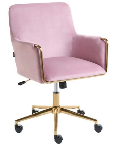Desk Chair ALTONA Velvet Pastel Pink - Home Office