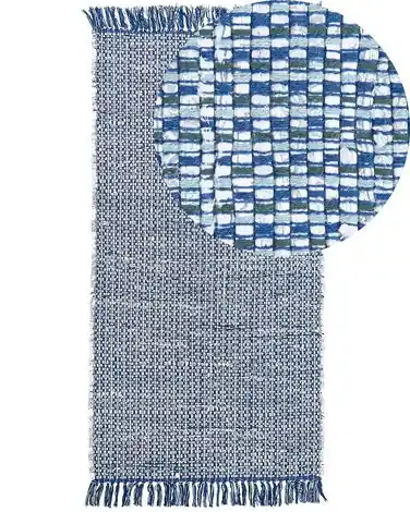 Alfombra BESNI Azul 80 x 150 cm Algodón - Accesorios decorativos