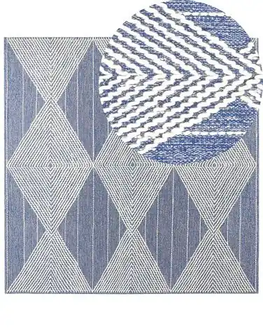 Alfombra DATCA Azul 200 x 200 cm Lana - Accesorios decorativos