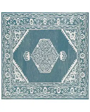Alfombra GEVAS Azul 200 x 200 cm Lana - Accesorios decorativos